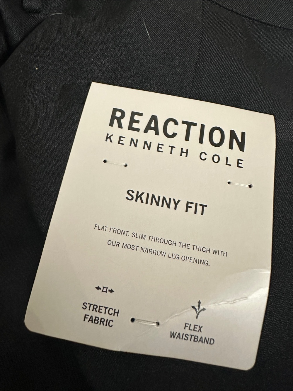 NWT Kenneth Cole Men’s Black Skinny Fit Dress Pants 34x32 Flex Waist - Picture 5 of 6